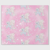 Unicorn Stars Roze Witte Steen Cadeaupapier (Vlak)