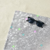 Unicorn, Stars, Silver Glitter Bokeh - Gepersonali Strandlaken (In situ)