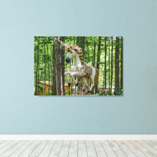 Unicorn Statue Canvas Afdruk (Insitu (Houten vloer))