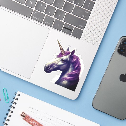 Unicorn Sticker (Laptop met iPhone)