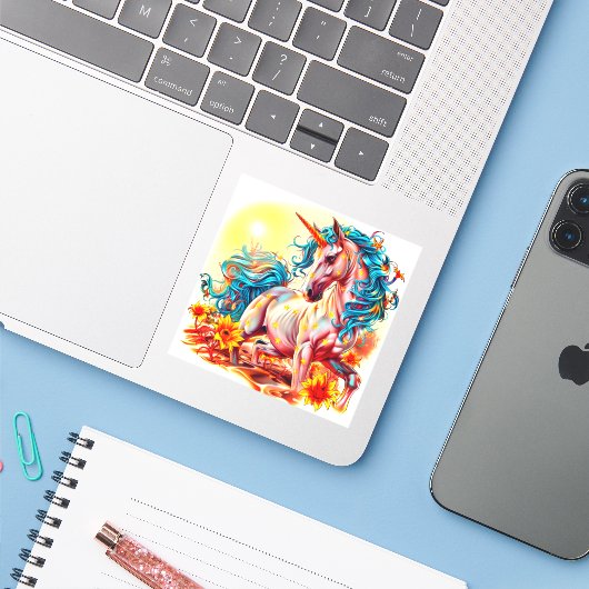 Unicorn Sticker (Laptop met iPhone)