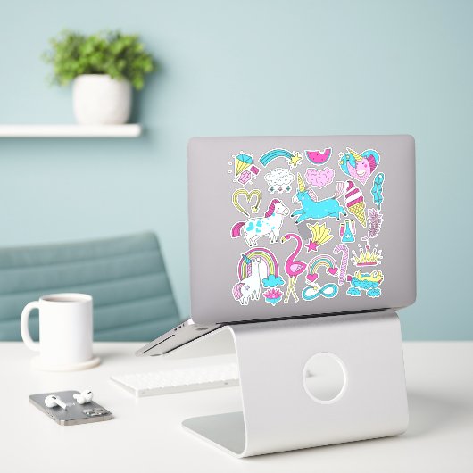 Unicorn Sticker (Laptop op bureau)