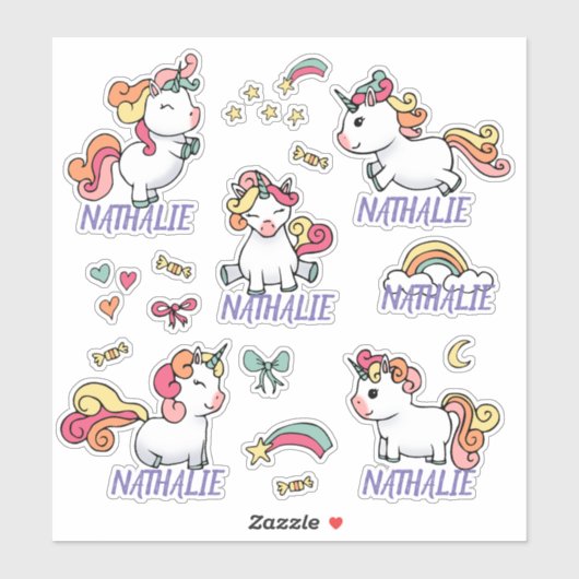 Unicorn sticker vel met naam (Vel)