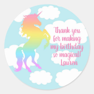 Unicorn Stickers, RegenboogUnicorn, partijlabels Ronde Sticker