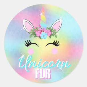 Unicorn Stickers, Unicorn Fur, partijvoordelen Ronde Sticker