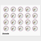 Unicorn Stickers, Unicorn verjaardagsstickers Ronde Sticker (Vel)