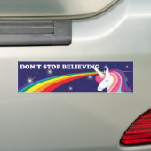 Unicorn "Stop niet met geloven" Bumpersticker (Op auto)