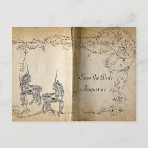 Unicorn Storybook Bewaar de datum Aankondigingskaart