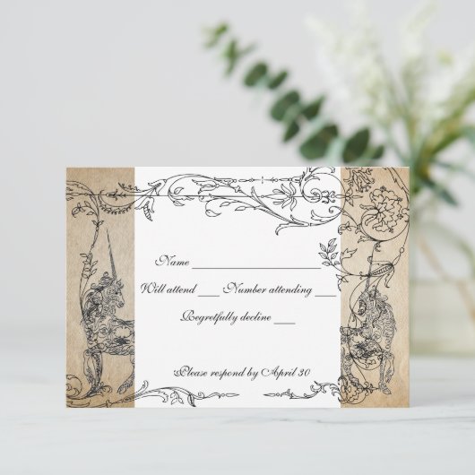 Unicorn Storybook rsvp met enveloppen (Staand voorkant)