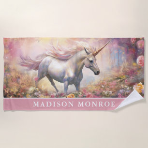 Unicorn strandlaken met aangepaste naam
