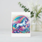 Unicorn Studie H - Fantasy AI Feestdagenkaart (Staand voorkant)