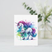 Unicorn Study L - Fantasy AI Feestdagenkaart (Staand voorkant)