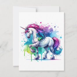 Unicorn Study L - Fantasy AI Feestdagenkaart