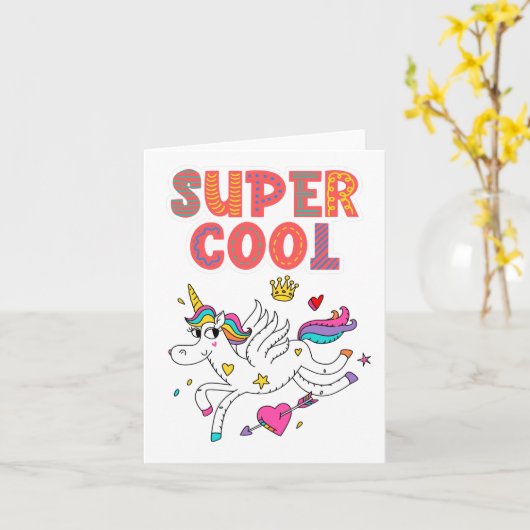 Unicorn Sublimation Kaart voor kinderen (Gele Bloem)