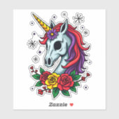 Unicorn Sugar Skull Mexican Art, Christmas T-Shirt Sticker (Vel)