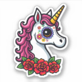 Unicorn Sugar Skull Mexican Art, Christmas T-Shirt Sticker (Voorkant)