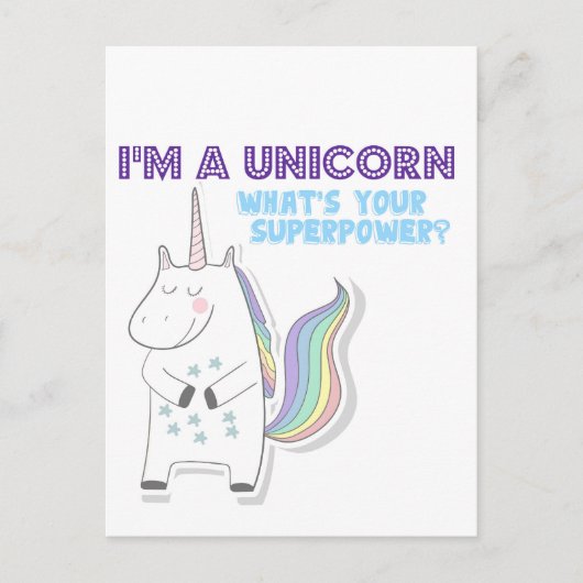 Unicorn Superpower Briefkaart (Voorkant)
