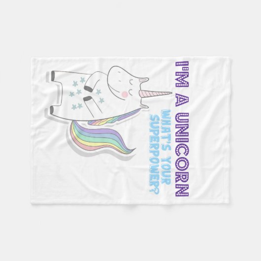 Unicorn Superpower Fleece Deken (Voorkant (Horizontaal))