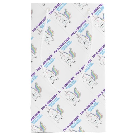 Unicorn Superpower Klein Cadeauzakje (Achterkant)