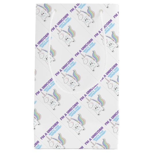 Unicorn Superpower Klein Cadeauzakje (Voorkant)