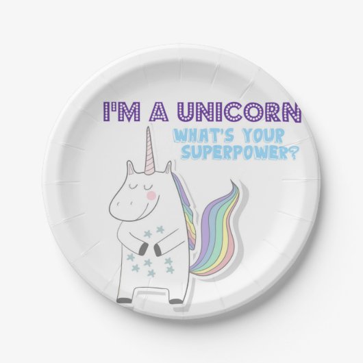 Unicorn Superpower Papieren Bordje (Voorkant)
