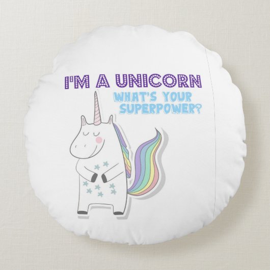 Unicorn Superpower Rond Kussen (Voorkant)
