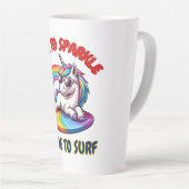 Unicorn Surfer Rainbow Surfing Cool Latte Mok (Rechterhoek)