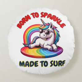 Unicorn Surfer Rainbow Surfing Cool Rond Kussen