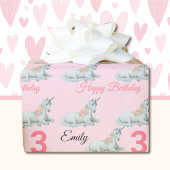 UNICORN Sweet Little Girl's Name Birthday Cadeaupapier