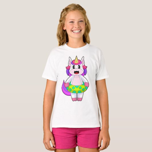 Unicorn Swimming Inflatable float Summer T-shirt (Voorkant volledig)