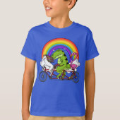 Unicorn T-Rex Dinosaur Flamingo Riding Bicycle T-shirt (Voorkant)