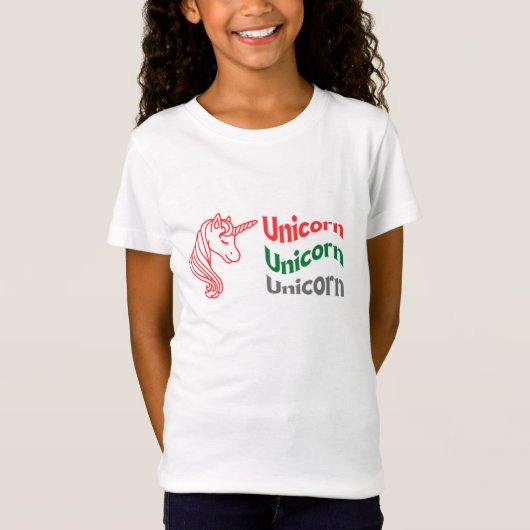Unicorn T-shirt voor meisjes. (Voorkant)