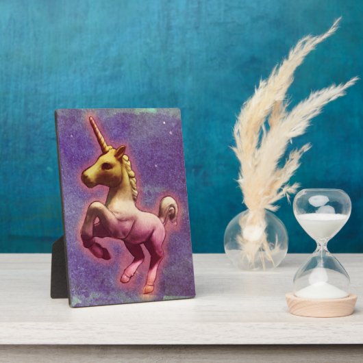 Unicorn Tabletop Plaque 5x7 (Paarse Mist) Fotoplaat (Zijkant)