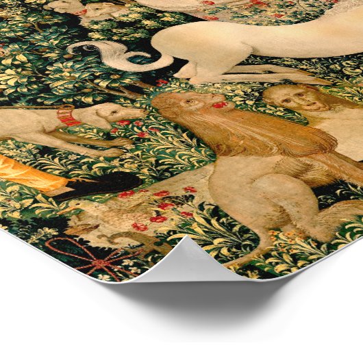 Unicorn Tapestries Found Legend Myth Medieval Art  Poster (Hoek)