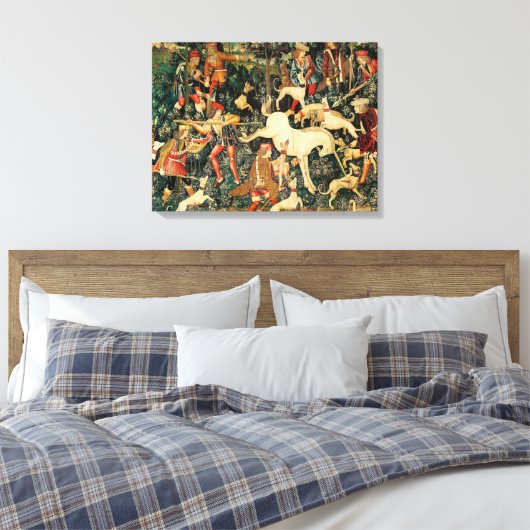 Unicorn Tapestries middeleeuwse klassieker verdedi Canvas Afdruk (Insitu (Slaapkamer))