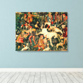 Unicorn Tapestries middeleeuwse klassieker verdedi Canvas Afdruk (Insitu (Houten vloer))