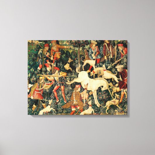 Unicorn Tapestries middeleeuwse klassieker verdedi Canvas Afdruk (Voorkant)