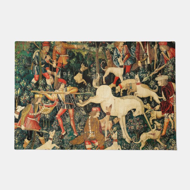 Unicorn Tapestries middeleeuwse klassieker verdedi Deurmat (Voorkant)