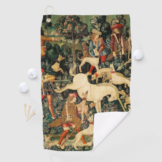 Unicorn Tapestries middeleeuwse klassieker verdedi Golfhanddoek (Insitu)