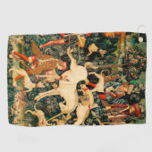 Unicorn Tapestries middeleeuwse klassieker verdedi Golfhanddoek (Horizontaal)