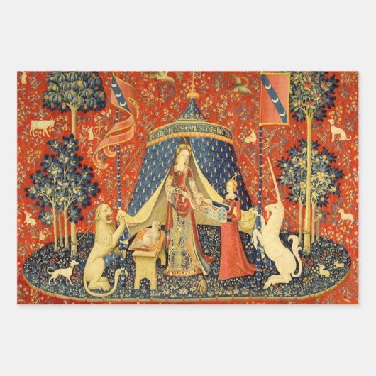 Unicorn Tapestries middeleeuwse klassieker verdedi Inpakpapier Vel (Voorkant 2)