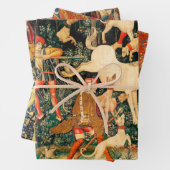 Unicorn Tapestries middeleeuwse klassieker verdedi Inpakpapier Vel (In situ)