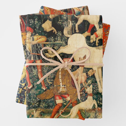 Unicorn Tapestries middeleeuwse klassieker verdedi Inpakpapier Vel (In situ)