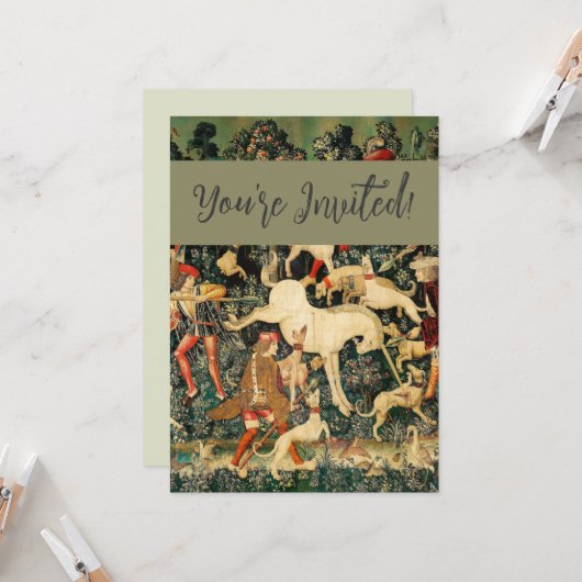 Unicorn Tapestries middeleeuwse klassieker verdedi Kaart (Voorkant / Achterkant in situ)