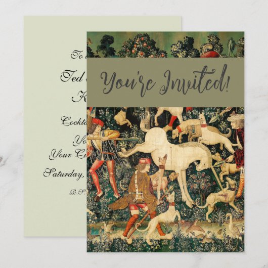 Unicorn Tapestries middeleeuwse klassieker verdedi Kaart (Voorkant / Achterkant)