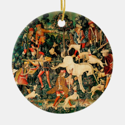 Unicorn Tapestries middeleeuwse klassieker verdedi Keramisch Ornament (Voorkant)