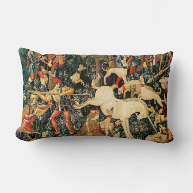Unicorn Tapestries middeleeuwse klassieker verdedi Kussen (Voorkant)