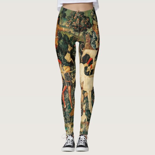 Unicorn Tapestries middeleeuwse klassieker verdedi Leggings (Voorkant)