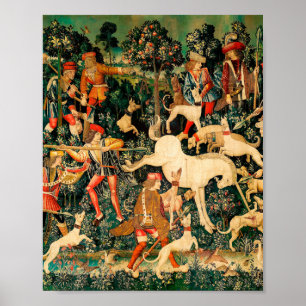 Unicorn Tapestries middeleeuwse klassieker verdedi Poster