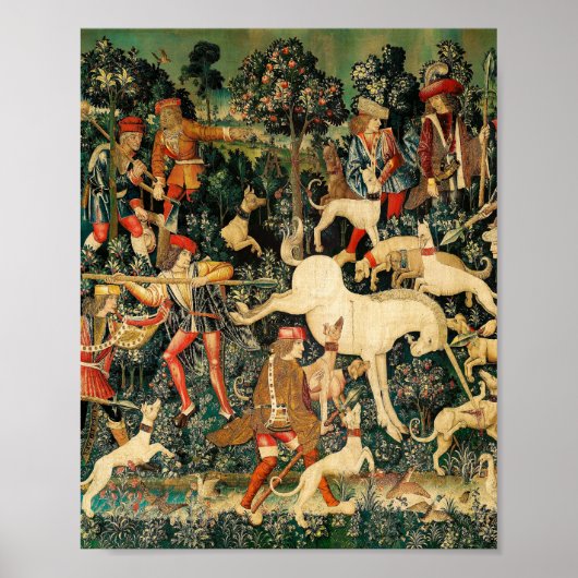 Unicorn Tapestries middeleeuwse klassieker verdedi Poster (Voorkant)